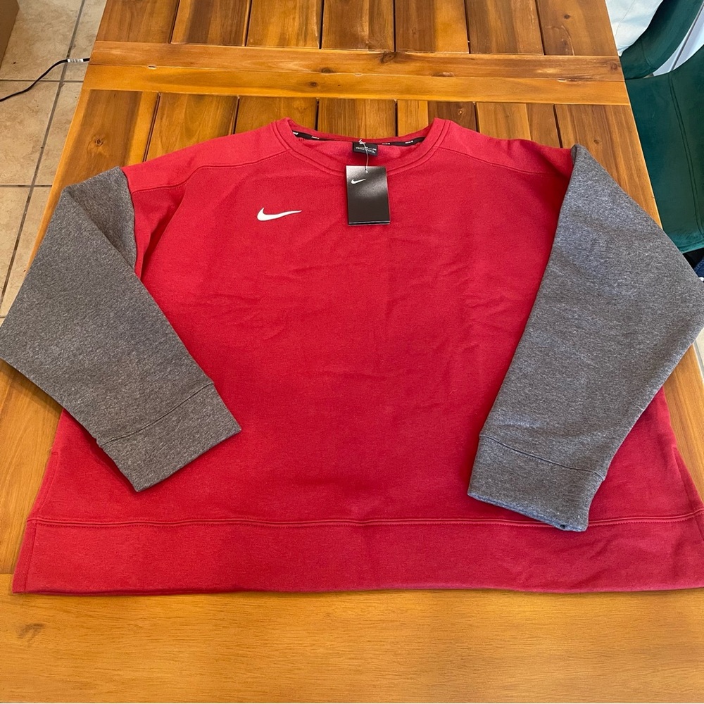 Nike Women’s Red and Gray Crewneck Sweater